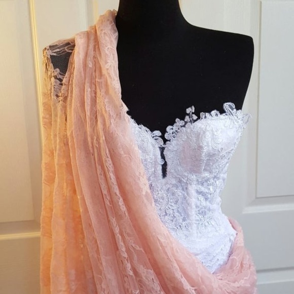 Bollywood Glam White Lace Corset Wedding Saree